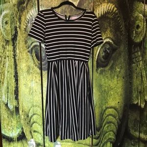 LulaRoe black and white striped dress
